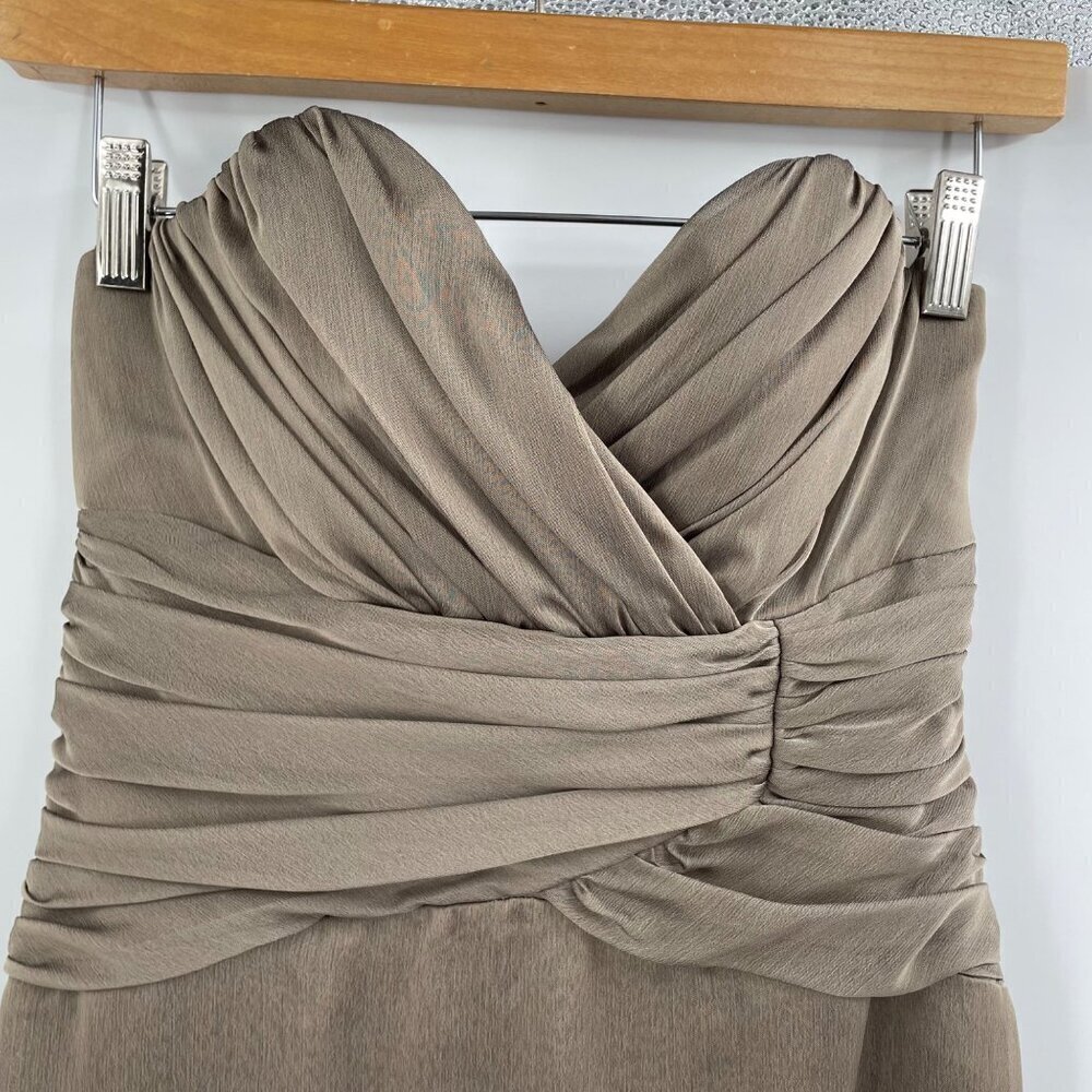 Alvina Valenta Taupe Sweetheart Neck Prom Chiffon Bridesmaid Dress Womens Size 6 - Picture 3 of 11